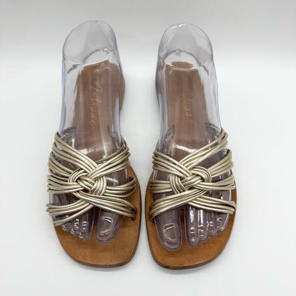 Matisse Tate Gold Woven Strappy Leather Slide Sandal Gold Metallic Size 7 Boho - Picture 7 of 14
